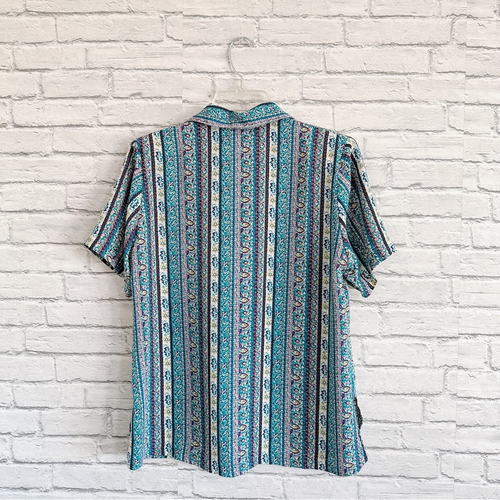 Vintage Patterned Button Down Blouse - image 4